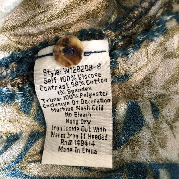 Johnny Was Tiger Long Sleeve Blouse Button Up Shirt Top Women Casual Green XS - Picture 8 of 8